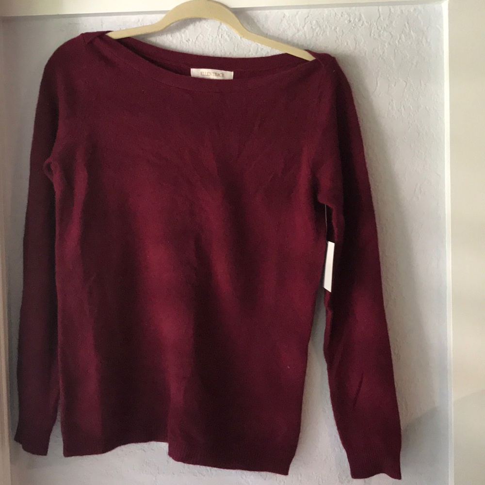 Ellen Tracy Maroon Cashmere Pullover Sweater